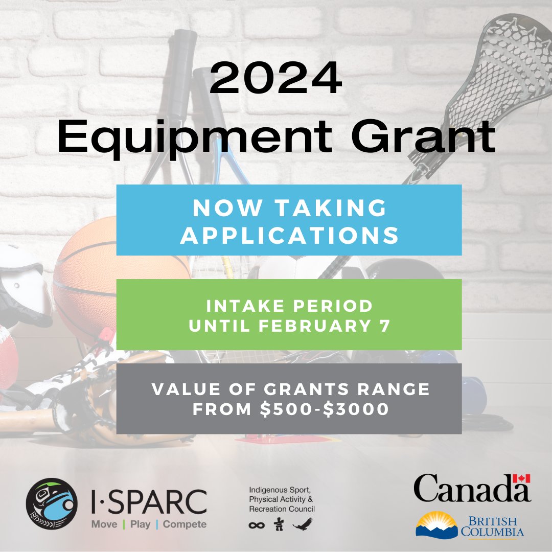 Is your organization in need of new athletic equipment? I·SPARC is pleased to launch the 2024 intake of applications for Equipment Grants. Program eligibility and application forms can be found at isparcbc.wufoo.com/forms/2024-equ… @SportBC @viaSportBC @MetisNationBC @fnha @BCAAFC
