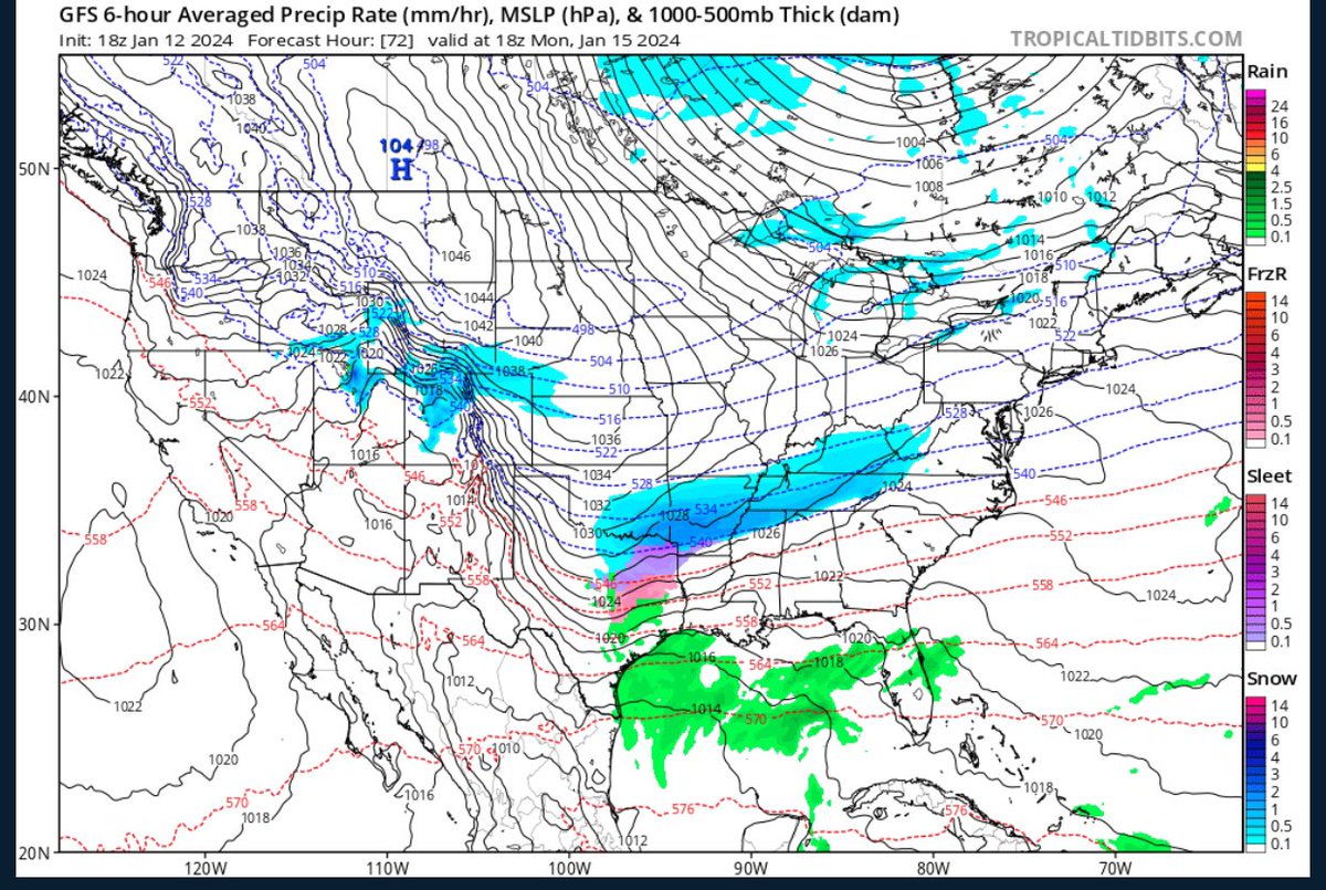wxandsports's tweet photo. Updated 6z GFS still solid on frozen precip. for many places in TX Sun. Night into Mon. Chances increasing for cities like DFW and Austin. It’s going to be a close call for San Antonio and Houston. All depends how far south the freezing line and moisture come together.

#txwx https://t.co/NZmTMETaAC