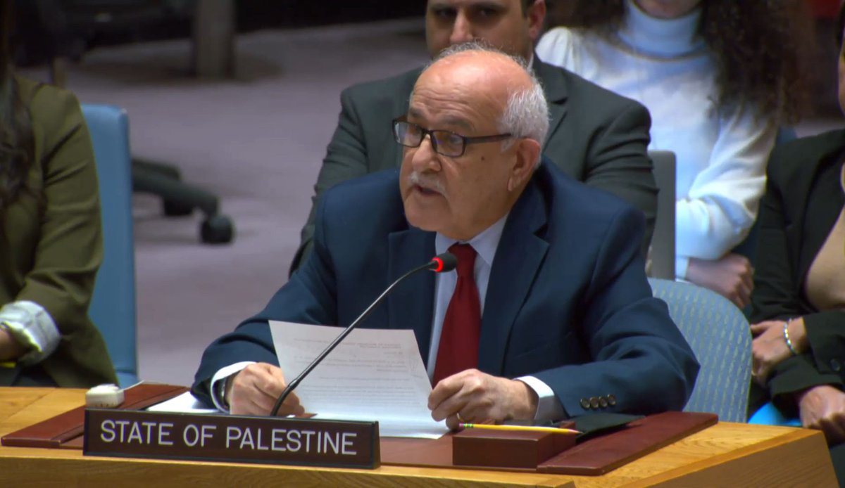 "One would have hoped that saving Palestinian children’s lives would be met with the same urgency to act and to provide protection granted to shipping lanes." - Palestinian Ambassador Riyad Mansour at #UNSC