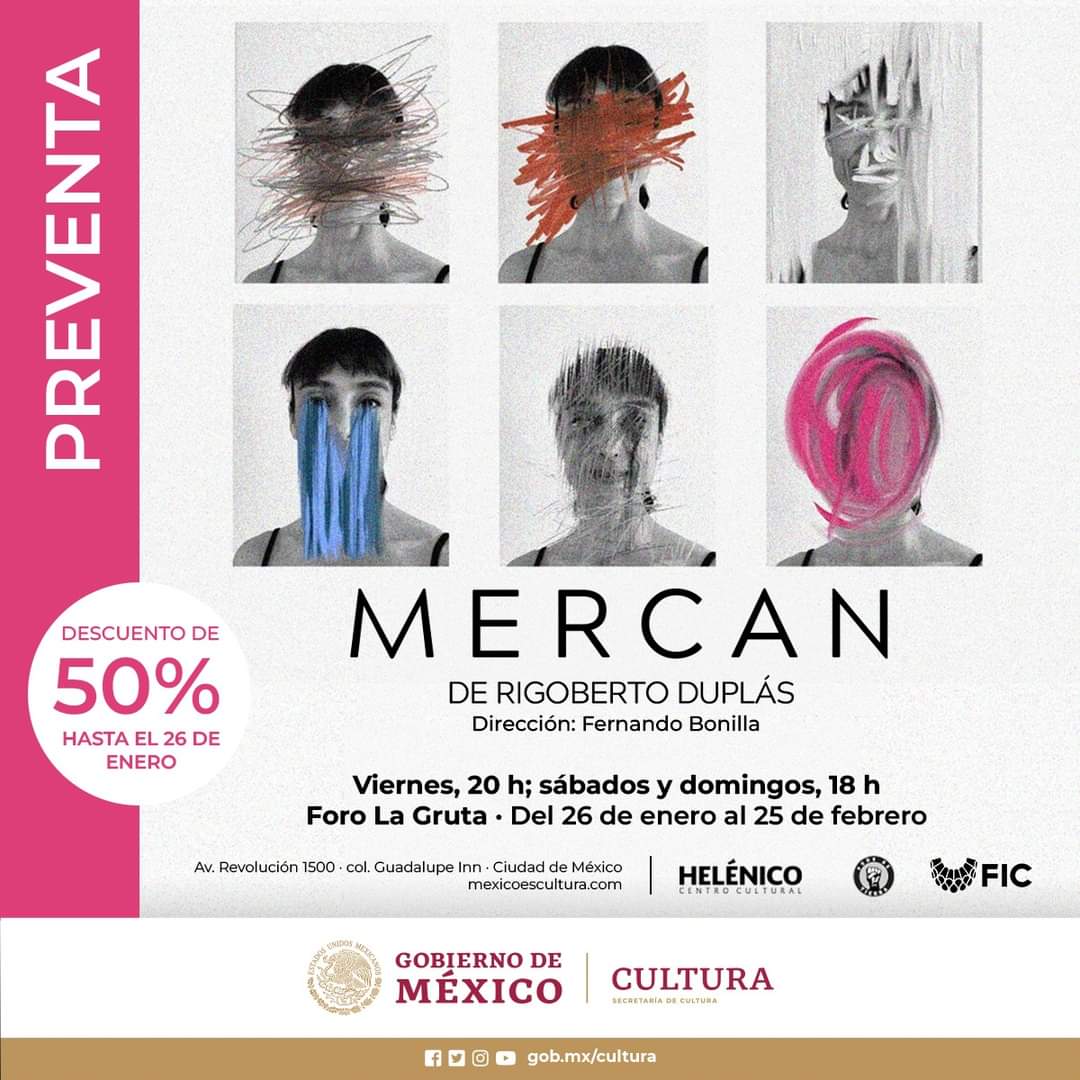 Del 26 de enero al 25 de febrero se presentará en el Foro La Gruta del Centro Cultural <a href="/Helenico/">Centro Cultural Helénico</a> "Mercan", obra de Rigoberto Duplás.

Con <a href="/sophiealexkatz/">Sophie AlexanderKatz</a>, <a href="/CrisMagaloni/">Cristian Magaloni</a> y <a href="/fdobonilla/">Fernando Bonilla</a>.

Producción de <a href="/PunoDeTierra/">Puño de Tierra</a> 

¿De que trata? Aquí les cuento. 🧵👇🏽