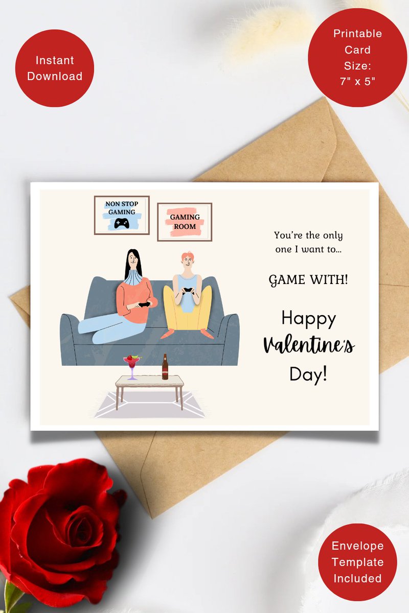 🎮❤️ Gamer Valentine's Day card. Level up your love with this Valentine's Day card designed for gamers! Show your player two how much they mean to you with this cute, simple, and funny card. It's the perfect way to score extra points in the game of love.
esakreates.etsy.com/listing/164088…