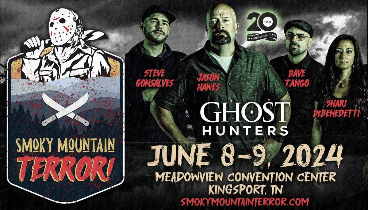 Be a part of SMT and a very special 20th anniversary of Ghost Hunters with the cast! Tickets available now! #ghosthunters #ghosts #kingsporttn #smokymountainterror #SMT
