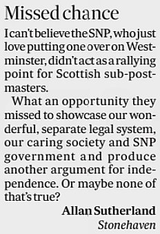 The SNP missed an open goal years ago re Horizon. My letter in today's Scotsman @ukunionvoice