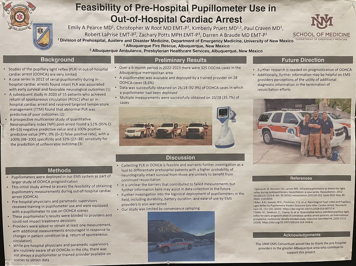 Check out our poster on the feasibility of using pupilometry during OHCA. 

#NAEMSP2024