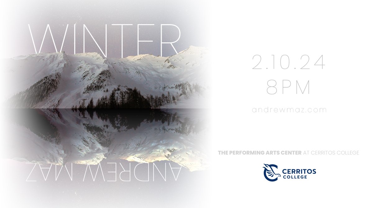 Our Commercial Music Program will present a live concert celebrating the release of an album Winter by Prof. Andrew Maz. The FREE concert will showcase students from our music, dance, film, and theatre departments. The event is free and open to all ages. cerritos.edu/releases-2024/…