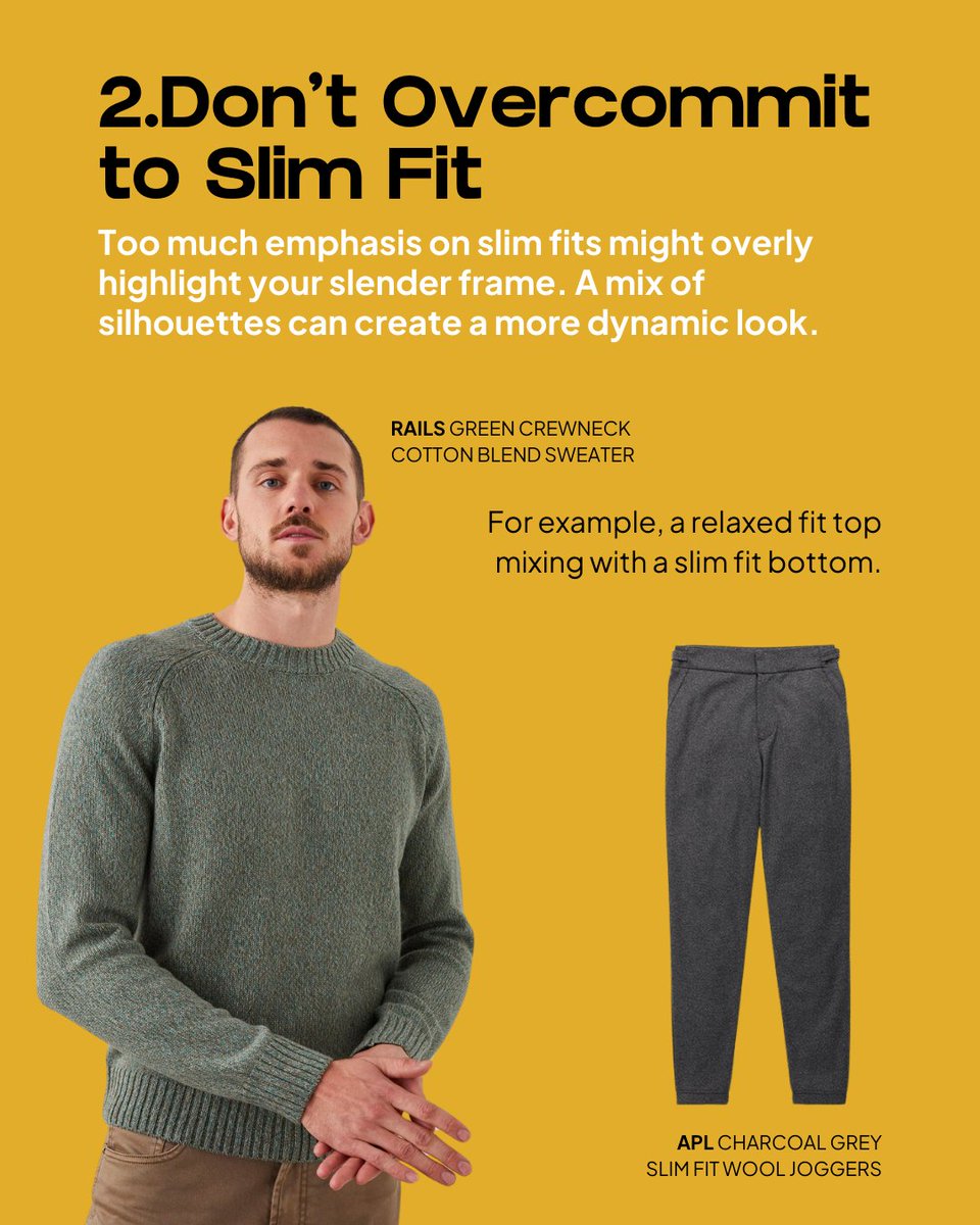 TaelorStyle's tweet image. #StyleHacks for you! Embrace your slim physique with confidence! Our stylists suggest plenty of ways to add some buff to your appearance.
Leverage your advantage on runway styles and break free from the slim-fit stereotype. Your unique built make your style stand out!