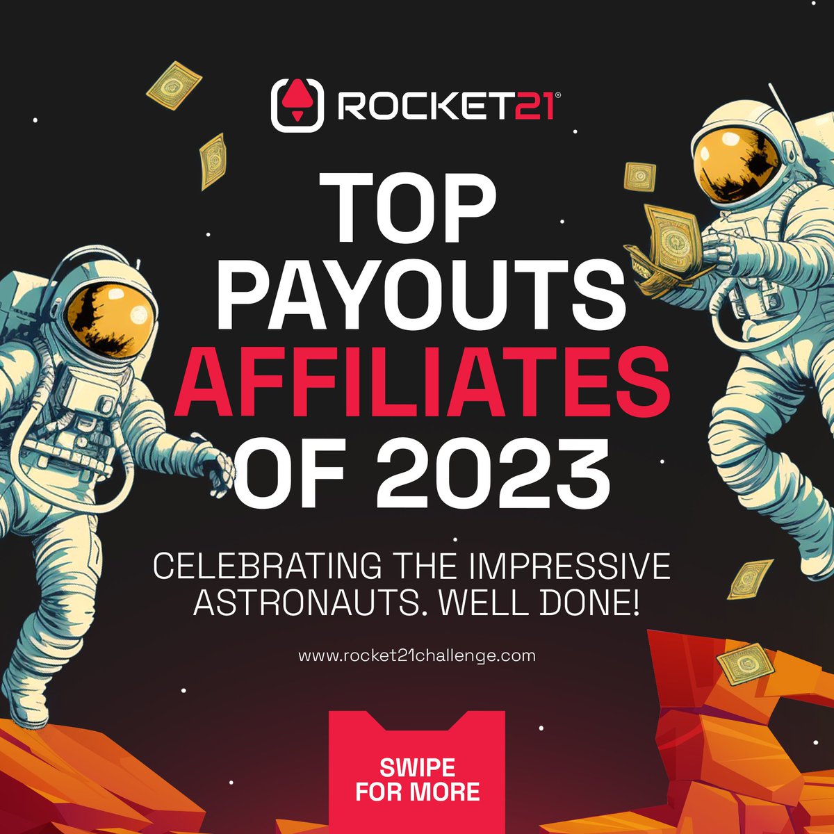 Rocket21funding's tweet image. ⭐️🚀Celebrating our Affiliate Stars of 2023! A massive shoutout to those who fueled Rocket21&apos;s success. 💪🏻🏆

#AffiliateChampions #Rocket21Challenge