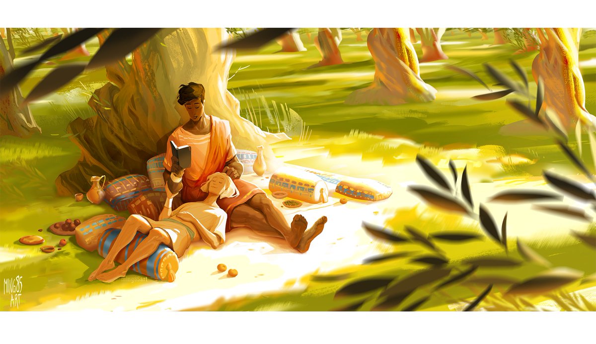 ming85art's tweet photo. Personal grove of the Akielon royal family (fanart of @cspacat Captive Prince and my obsession for olive trees last year) https://t.co/jo4NvTjayO