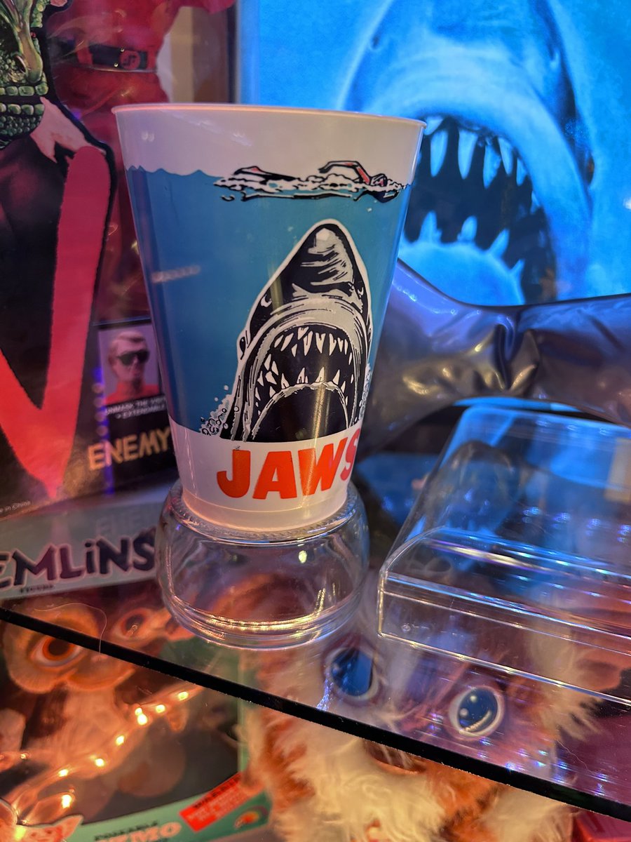 🦈⚡️Here’s my vintage Jaws collection. :) Everything is from 1975, except for the inflatable shark (video store promo) which is from the 1980 VHS release. #jaws #youregonnaneedabiggerboat #brucetheshark