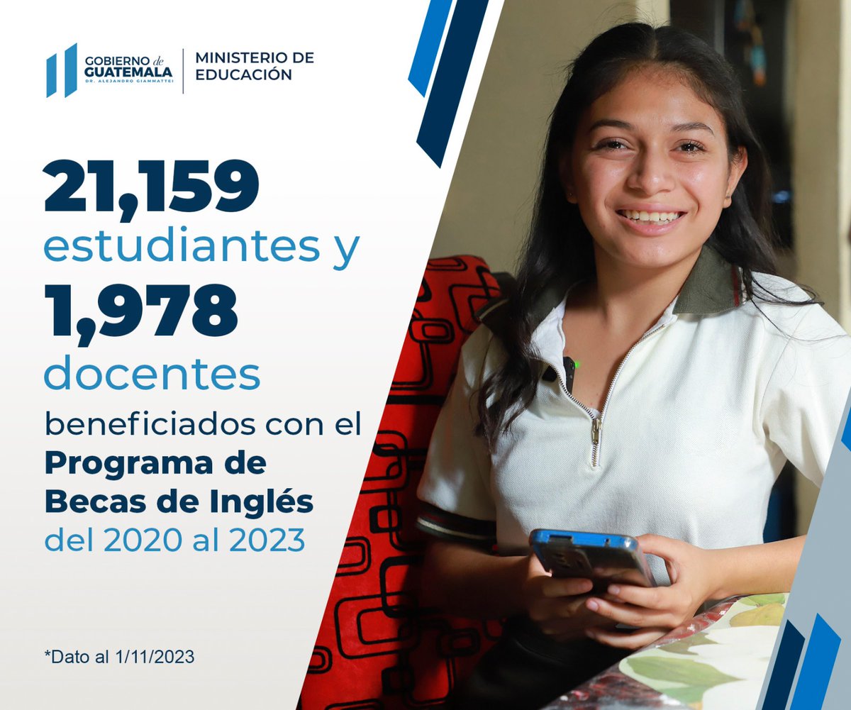 21,159 estudiantes y 1,978 docentes beneficiados con el Programa de Becas de Inglés del 2020 al 2023.
#Mineduc #CumpliéndoleAGuate