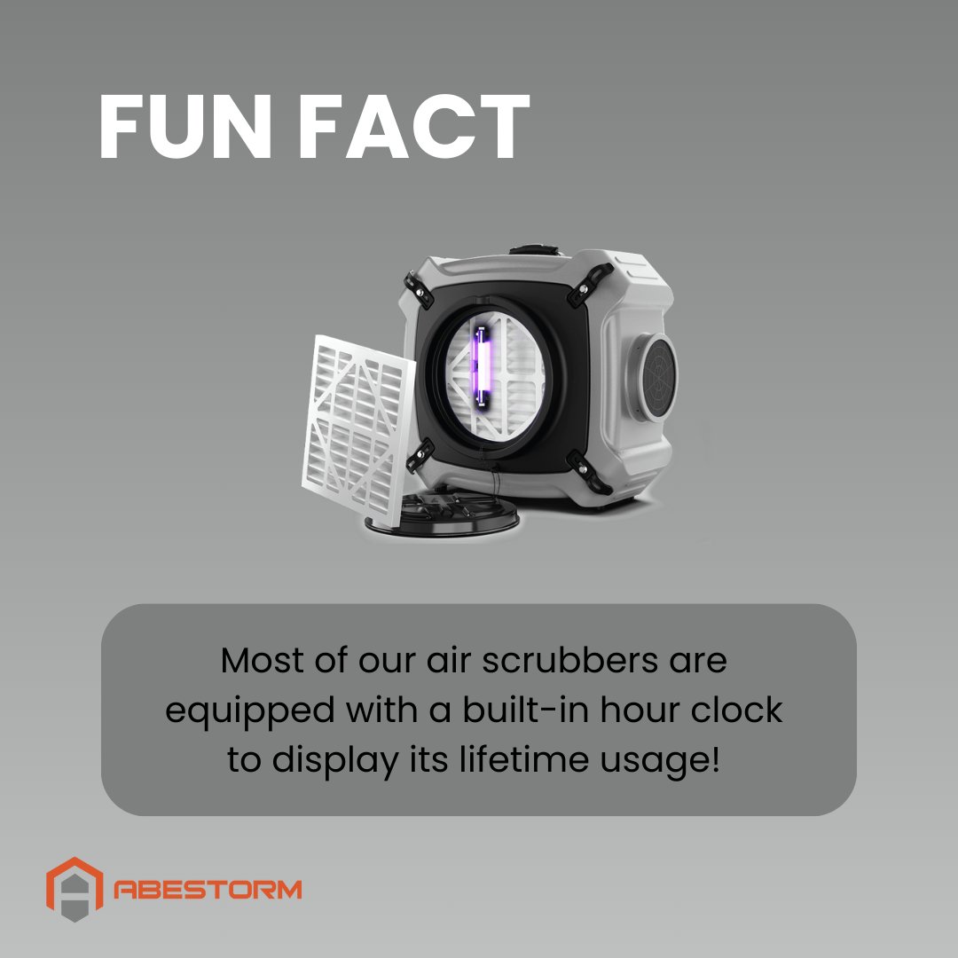 Track every breath of fresh air your air scrubber delivers!😮‍💨 

#funfact #themoreyouknow #didyouknow #nowyouknow #airscrubber #allergen #allergenfree #pollutantfree #dustcollection #dust #petdander #breatheeasy #cleanair #abestorm #Wednesdayvibe