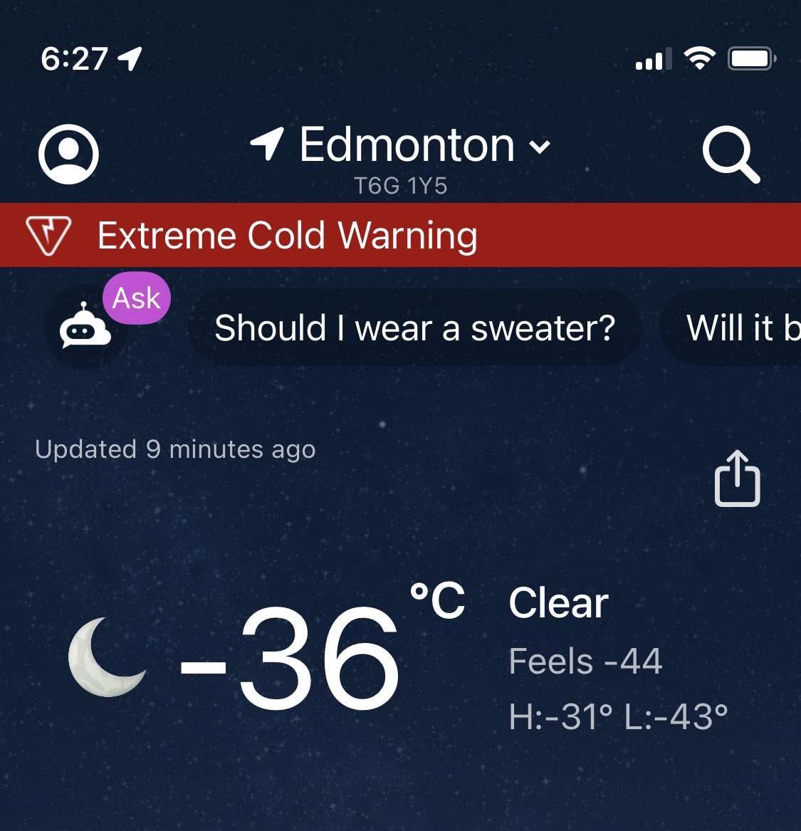 Is the app suggesting the right question? #shouldIwearasweater