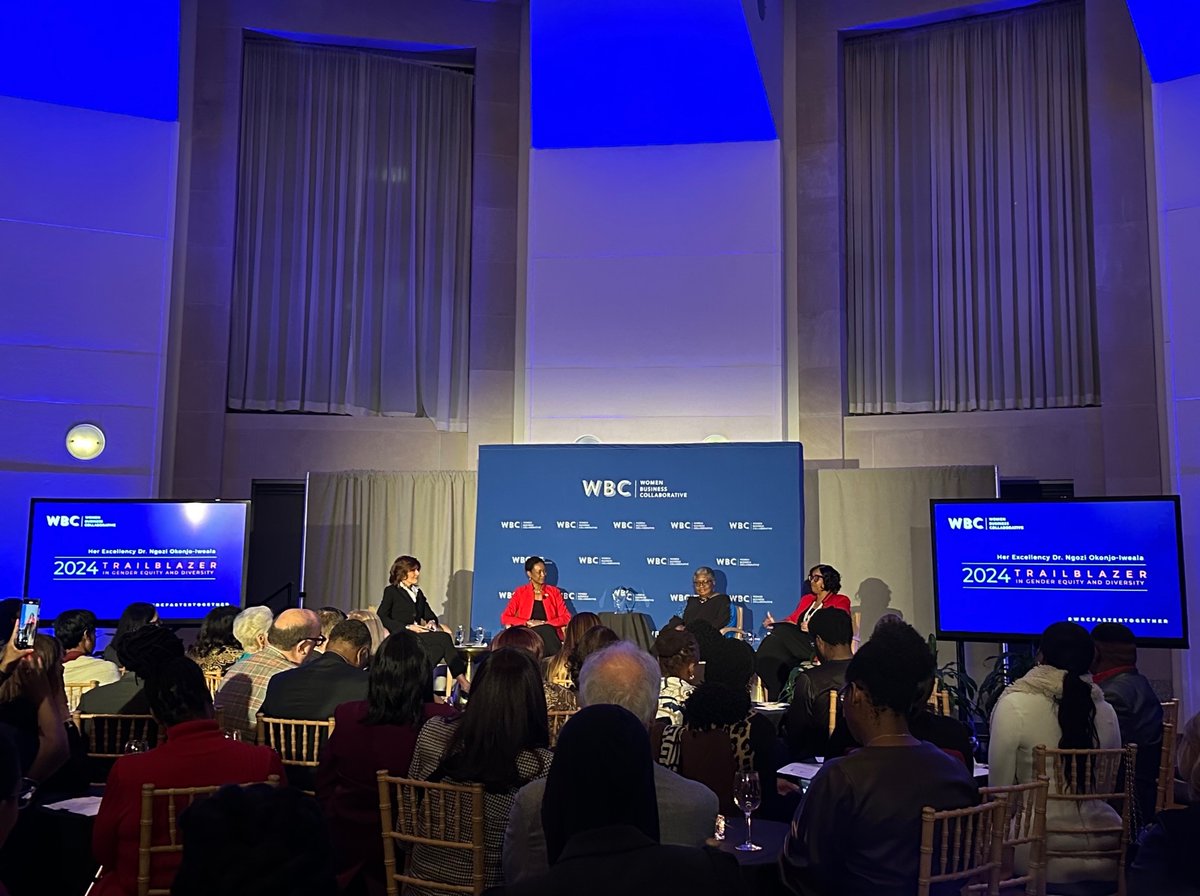 WITA joins @WBCollaborative in celebrating @NOIweala of the @wto as the 2024 Trailblazer in Gender Equity and Diversity. Fantastic conversation with the Hon. Reta Jo Lewis of @EximBankUS and the Hon. Enoh T. Ebong @USTDA_Director #WomenInTrade #trade