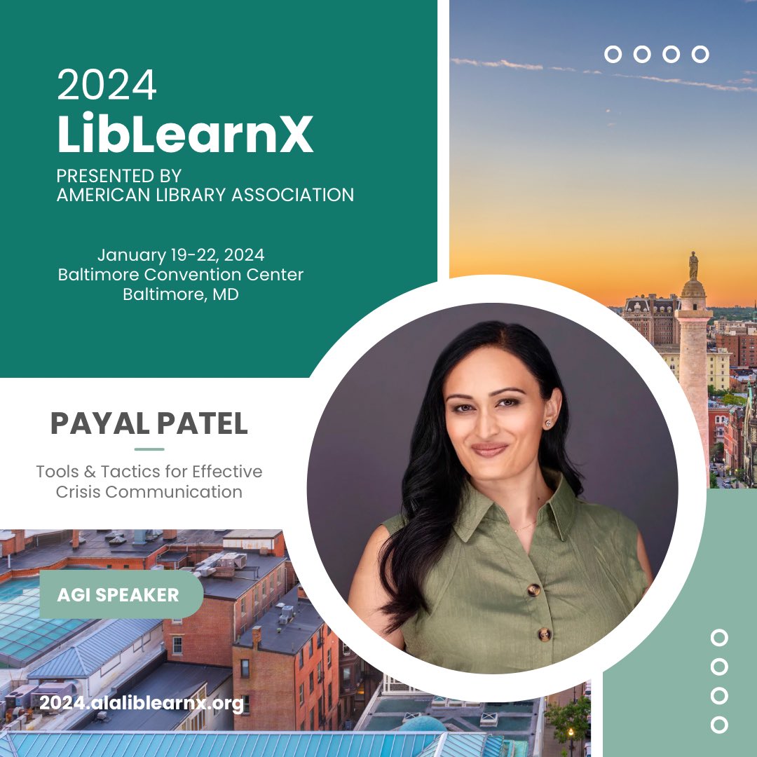 Looking forward to heading to Baltimore next week to lead a series of crisis management trainings at the American Library Association’s Governance Institute during their annual LibLearnX conference!