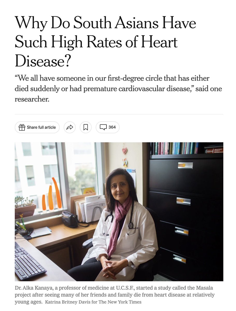 Something every South Asian needs to come to grip with: We need to work substantially harder on our metabolic health and exercise than other ethnicities Different studies show we're anywhere from 4 to 6 times more likely to suffer heart disease and Type 2 diabetes