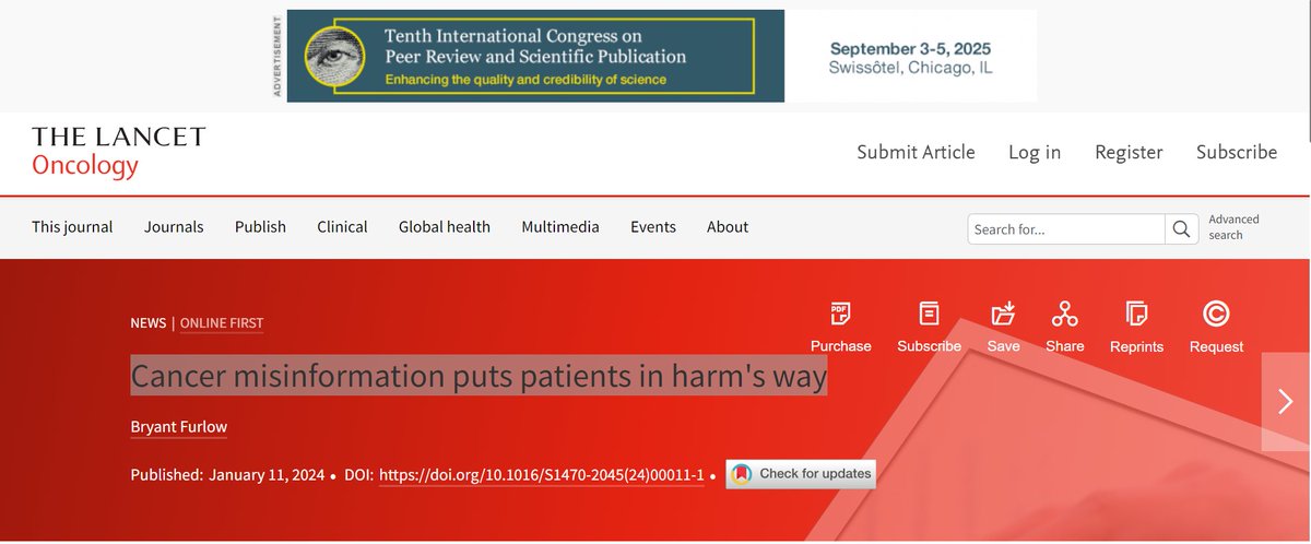 HSPHCancer's tweet photo. Thanks to @BryantFurlow for interviewing our director
@TimRebbeck about #CancerMisinformation and the Cancer FactFinder (https://t.co/TCNgtnEw1U) - our tool to find accurate information about what does and does not cause cancer. @TheLancetOncol https://t.co/jQNR4LTYAv