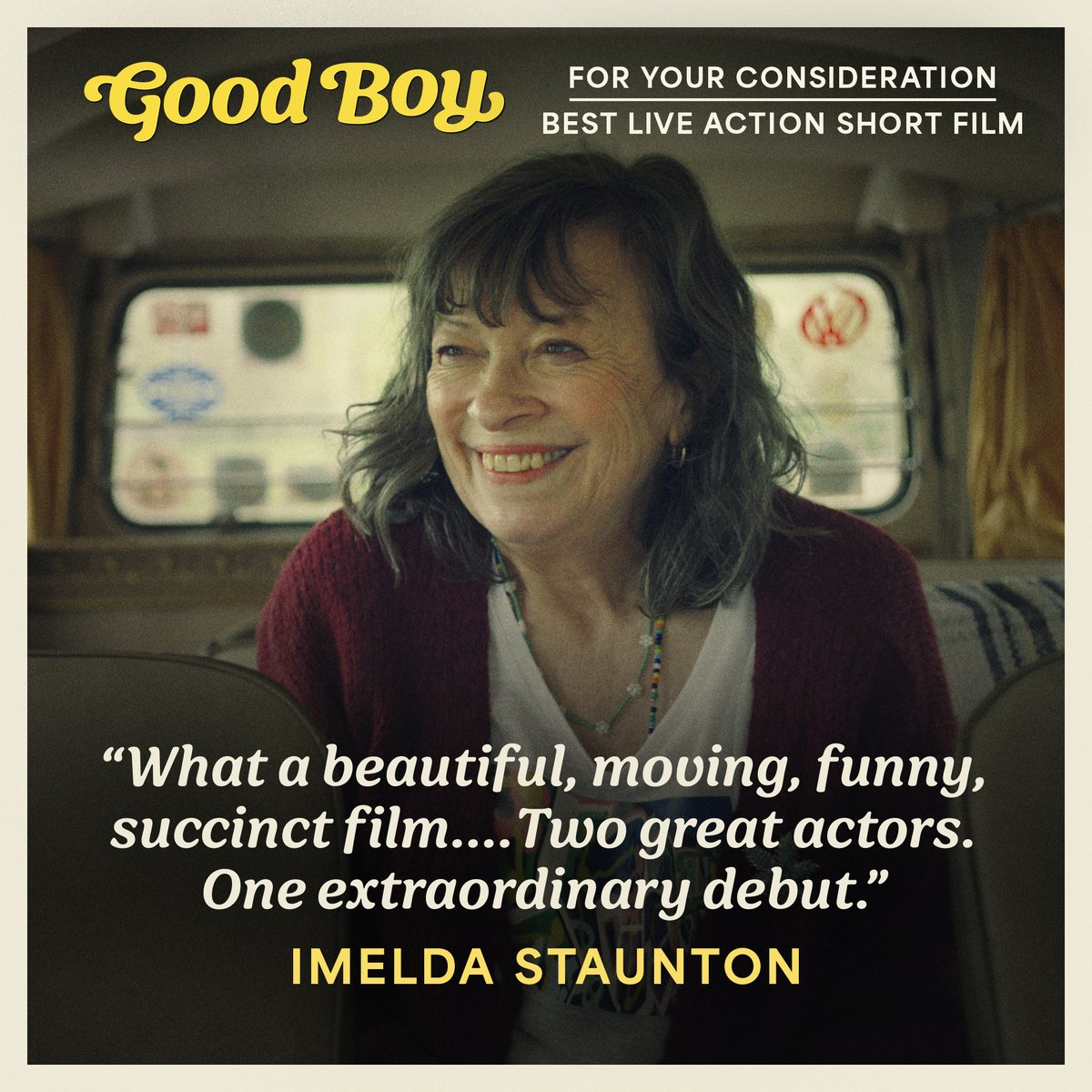 Imelda Staunton on Good Boy

#ImeldaStaunton #AcademyAwards #Oscars96 @tomstupot #BenWhishaw #MarionBailey #EmmaThompson #shortfilm #awardseason