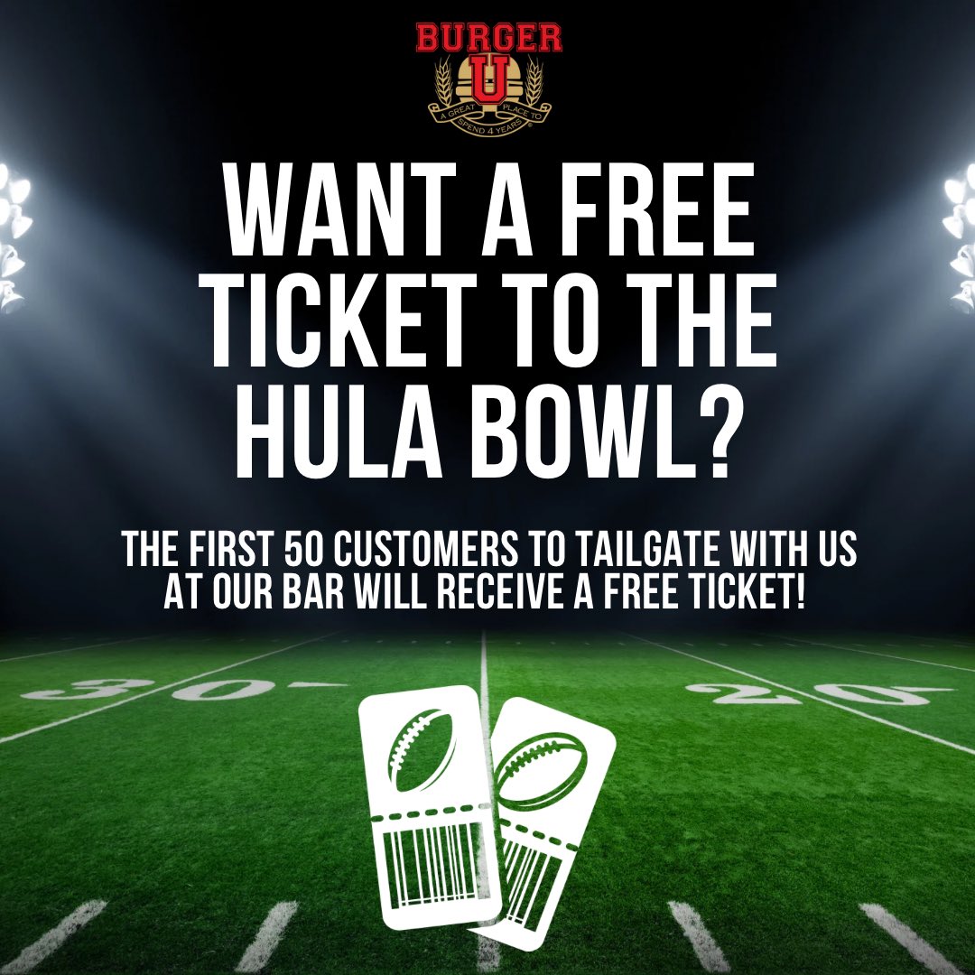 Tailgate with us for the #hulabowl! 🏈 

We are giving out FREE tickets to the Hula Bowl!