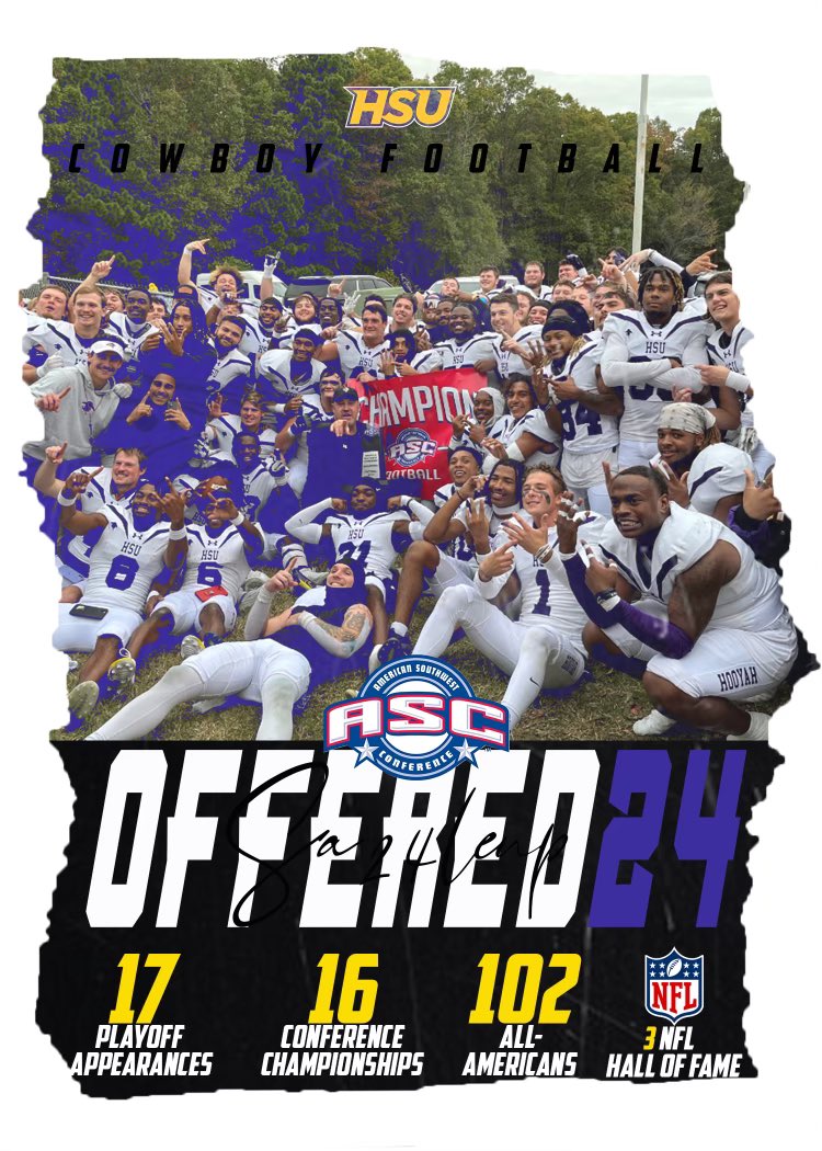 After a great conversation with @CadeBell_HSU i’m blessed to say i’ve received offer from Hardin-Simmons University #HOOYAH @HeathHawksFb