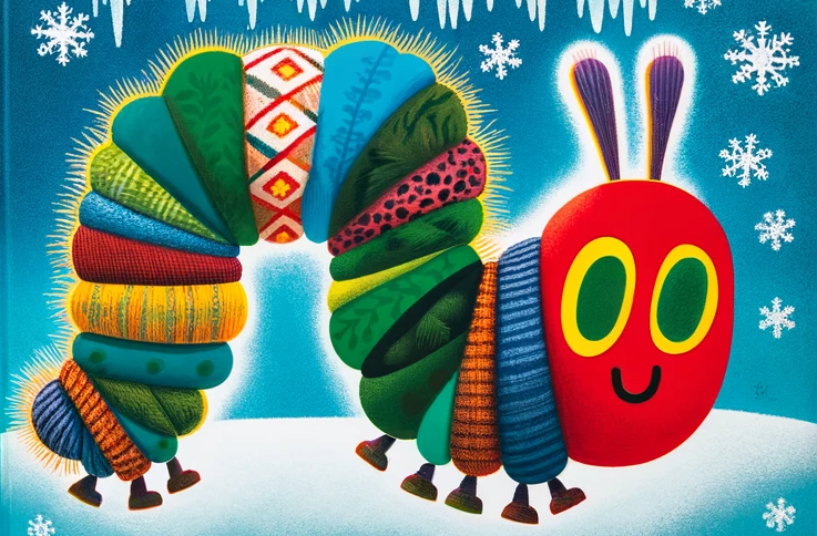 jamesbenoit's tweet image. We&apos;re going into -40 weather, so for a bit of nostalgia here&apos;s ChatGPT&apos;s interpretation of, &quot;The Very Chilly Caterpillar&quot;. Stay warm!