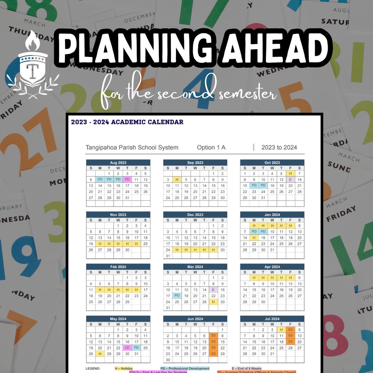 Our Academic Calendar is a great reference to help plan out your 2024 year. We also have calendars for our next upcoming 2 school years! Check them out online. tangischools.org/district/acade…