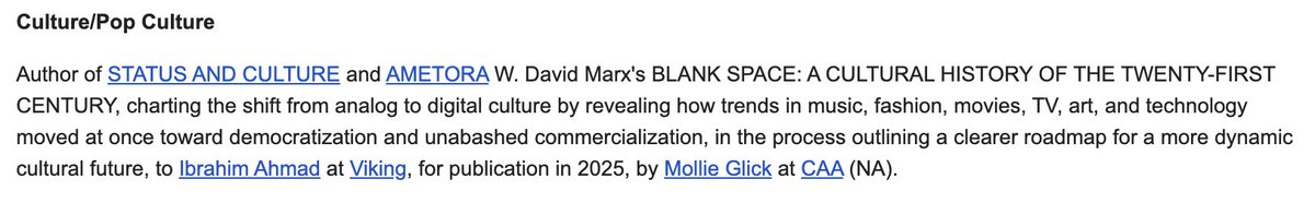 NEW BOOK NEWS: I am writing my third book for @VikingBooks — a cultural history of the 21st century — to be published in late 2025. It will bring the narrative storytelling of Ametora together with the theory of Status and Culture to explain what happened over the last 25 years.