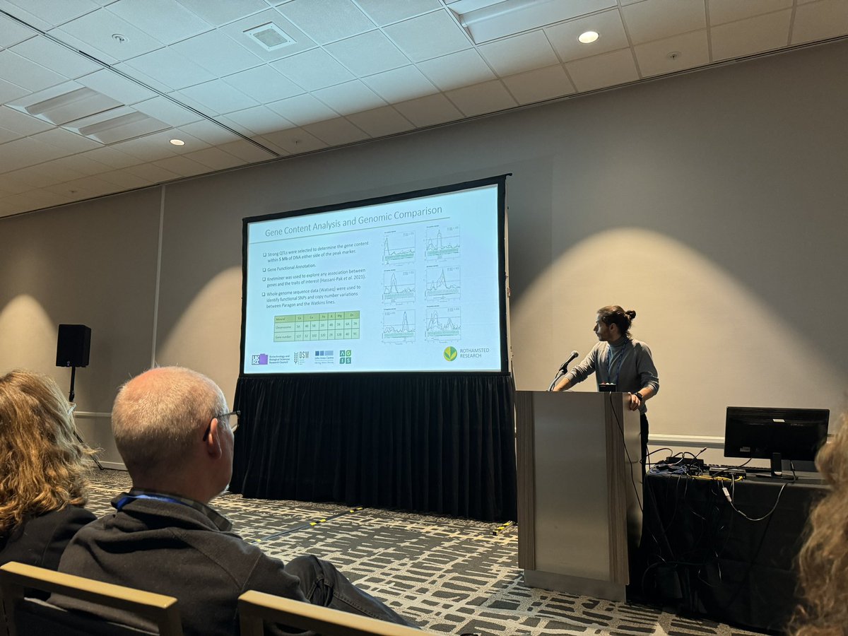 KeywanHP's tweet image. Petros Sigalas from @Rothamsted presenting in the Wheat Genomics to Breeding session on mapping QTL for essential mineral traits and using @KnetMiner for gene discovery. 🌾 #PAG31