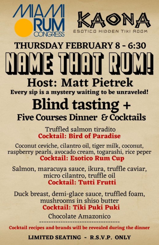 theatomicgrog's tweet image. Don't miss the fifth Miami Rum Congress on Feb. 9-11! Buy tickets and get info on the seminars and grand tastings at MiamiRumCongress.com ... And don't miss the many special events around town. More to come! #rum #miamirumcongress #therumlab #miamirum #rumfest