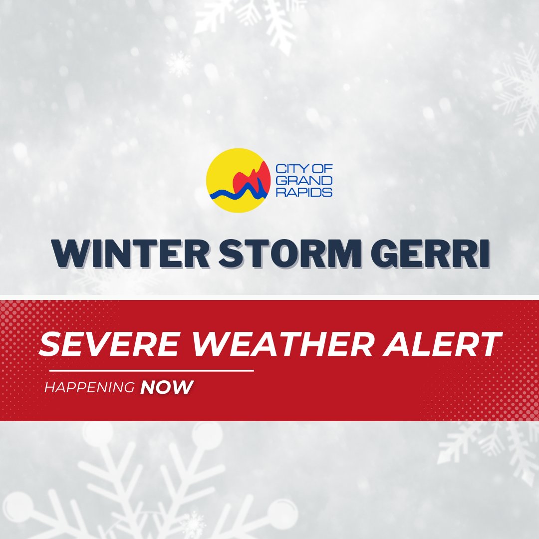 CityGrandRapids's tweet photo. Accidents are being reported across our community. Heavy snow and high winds are making driving hazardous. Please stay off the roads if possible. On this #NationalHotTeaDay, perhaps it’s time to pour a cup, stay in for the night and enjoy the first day of our #WorldofWinter. https://t.co/HNCvLqaEst
