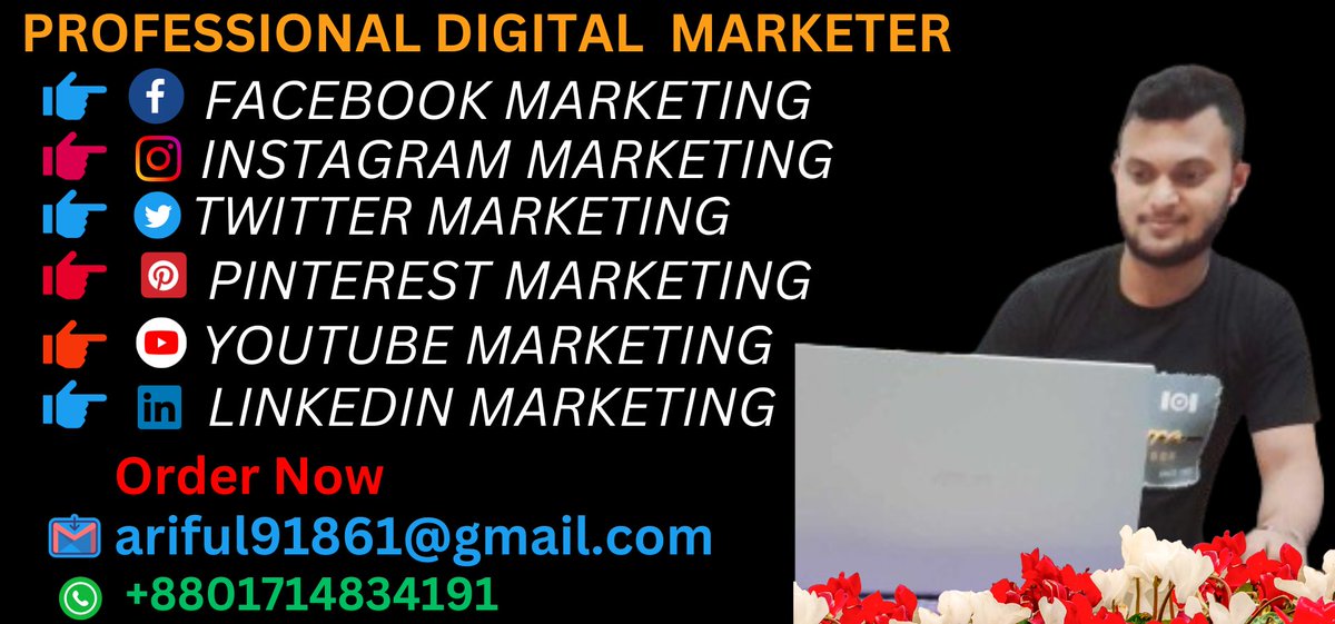 ArifulI97477798's tweet photo. #DigitalMarketingStrategy  #socailmedia #GraphicDesigner #digitalmarketingagency  #seo #facebookmarketing #instagram #pinterestmarketing #Twitter #linkedin https://t.co/Uv8VVAt7xq