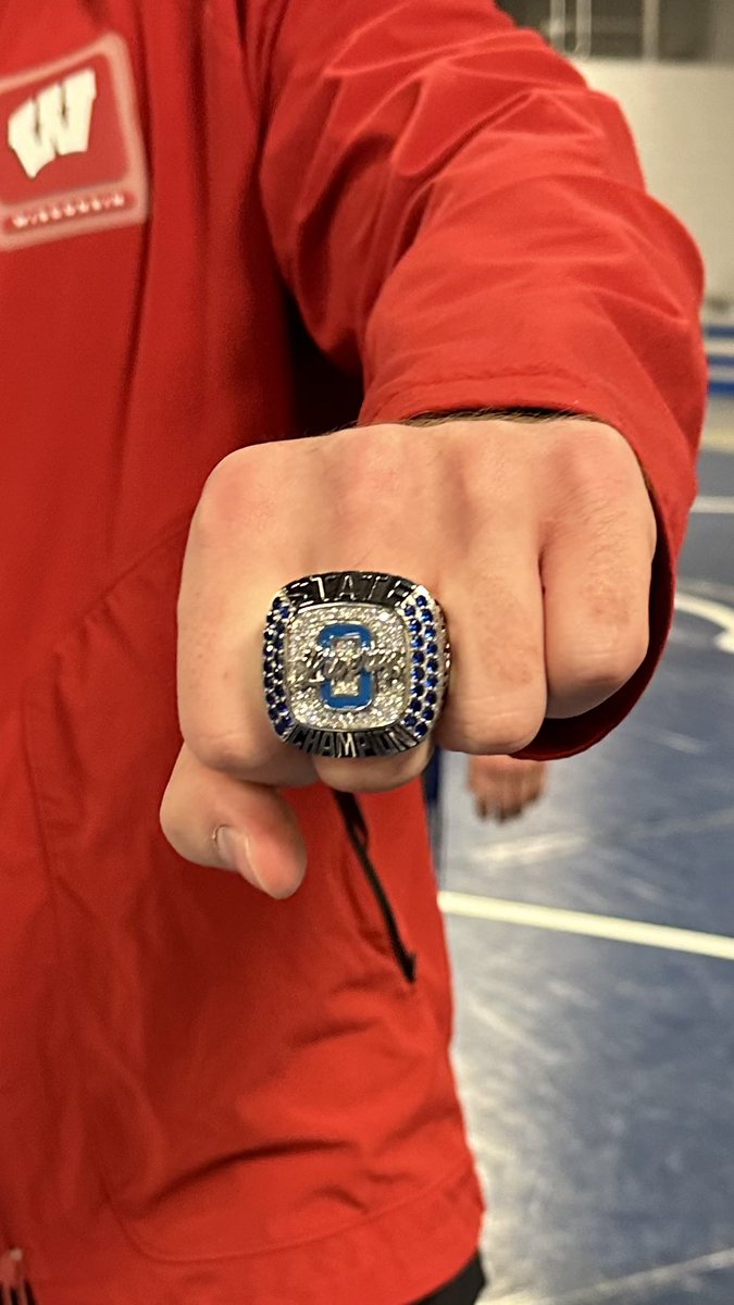 3x State Champ &amp; current <a href="/BadgerWrestling/">Wisconsin Wrestling</a> <a href="/Dgrantrusso1/">Dylan Russo</a> receives his Championship Ring! #Patriots🗽