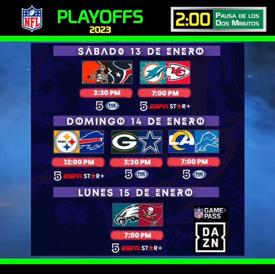 🏈📅📺NFL 2023, PLAYOFFS Horarios y televisoras en que se transmitirán los partidos en México. 🇲🇽 #NFL #NFL2023 #NFLMX #NFLMexicoFans #NFLTwitter #TodalaNFLenP2M