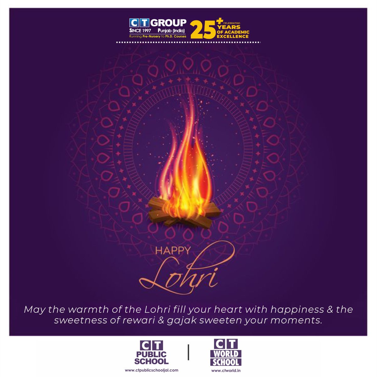 Warm Lohri wishes from CT Group! 

May the flames of the bonfire illuminate your life with happiness, and the beats of the dhol resonate with joy.

#ctgroup #lohriwishes #bonfirejoy #dholbeats #celebrationtime #happiness #ctu #ctps #ctw #teamct #ctians