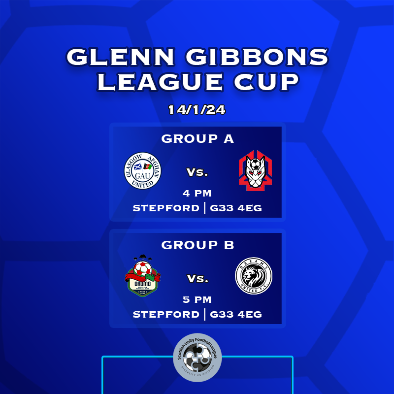 Scottish Unity Football League (@scottishunityfl) on Twitter photo The 2023-24 League Cup started last weekend, with Rovers running out comfortable 9-0 winners over ATM.
This weekend will feature two games both played at <a href="/ComplexStepford/">FarePlay Stepford</a>:
Glasgow Afghan Vs. Red Road-Scoutables kicks off at 4PM
Oromo Vs. Dreams kicks off at 5PM The 2023-24 League Cup started last weekend, with Rovers running out comfortable 9-0 winners over ATM.
This weekend will feature two games both played at <a href="/ComplexStepford/">FarePlay Stepford</a>:
Glasgow Afghan Vs. Red Road-Scoutables kicks off at 4PM
Oromo Vs. Dreams kicks off at 5PM
