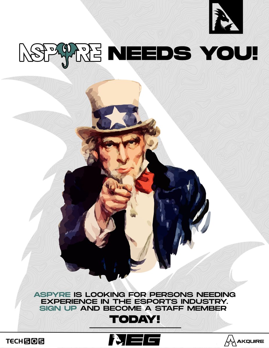 Aspyre_Ent's tweet image. 📜ONE OF US!📜

Aspyre is looking to add members to our back-of-house staff team for the 2024 calendar year! We have big things ahead of us.

Positions Include:
-Tournament Organizers
-Casters
-Community Manager
-Graphic Designers
-Copywriters
-Analysts

If you think you would…