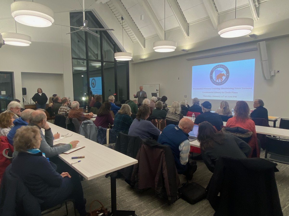 A great turn out to kick off the Presidential Primary trainings! We look forward to another great session in Little Falls tonight. Interested in attending a training? Visit this link for more sessions: mngop.org/primarytrainin…