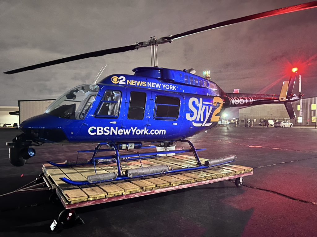 ChopperDanRice's tweet photo. Let’s try to get another flight in before the rain moves in!  Join us at 8pm on @CBSNewYork where we will take an overhead look at flooding in New Jersey. #chopper2 @FlyHeliInc https://t.co/Ab55X3lBsd