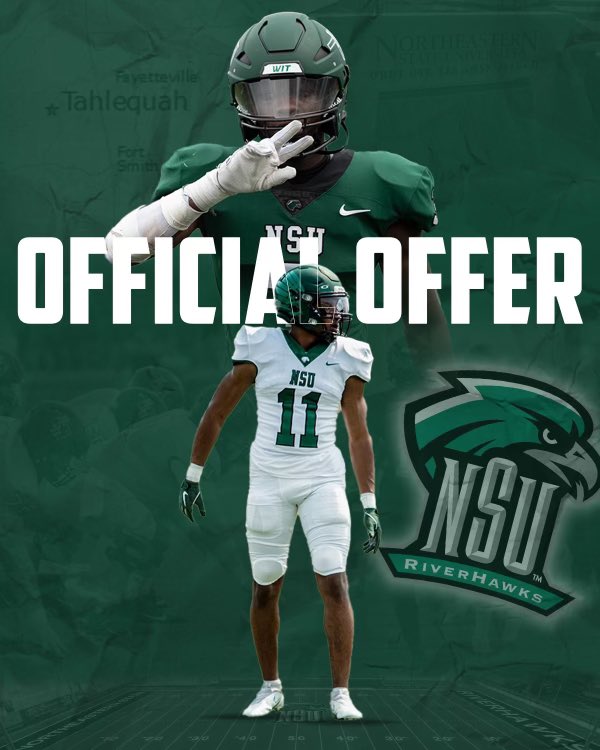 #AGTG Blessed to receive an offer from Northeastern state university! <a href="/CoachChev6/">Darrin Chiaverini</a> <a href="/coach_fred/">Kirk Fridrich</a> <a href="/HScarJr2/">Coach Scarborough</a> <a href="/CoachReed_/">Keenan Reed</a> <a href="/Coach_BG6/">Brandon Golphin</a>