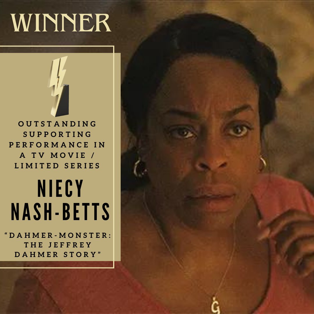 Winner for Outstanding Supporting Performance in a TV Movie or Limited Series  - @niecynash (Dahmer-Monster: The Jeffrey Dahmer Story)  #boltstv #blackreelawards #blackexcellence
