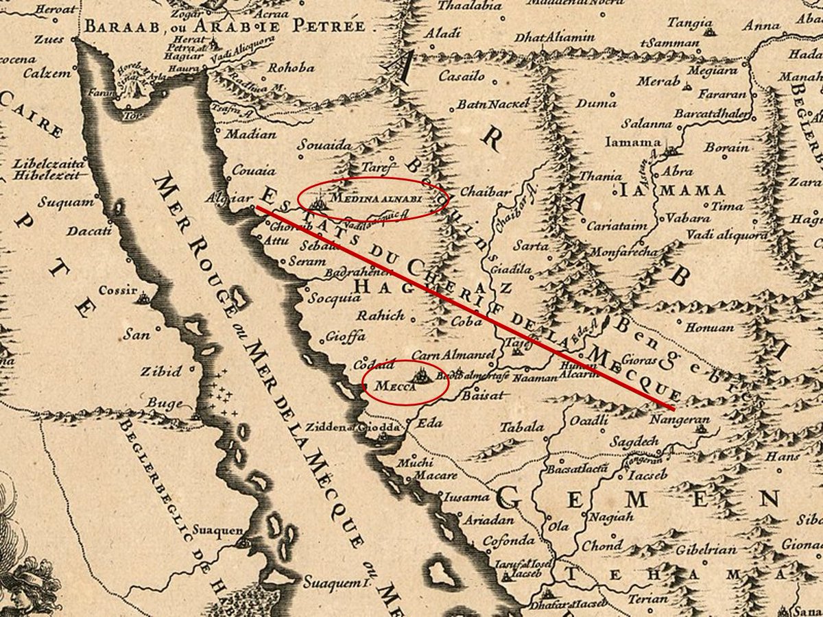 AymanRashdanW's tweet photo. Dalam sejarah, Mekah dan Madinah pernah wujud sebagai wilayah berdaulat seperti Vatican selama 800 tahun.

Wilayah tu bernama "Negeri Syarif Mekah" (Sharifate of Mecca atau Estas du Chérif de la Mecque dalam peta tahun 1695 ini).

Kenapa negeri ini tak wujud lagi?

Ini thread. https://t.co/Fc3IoVTtTj