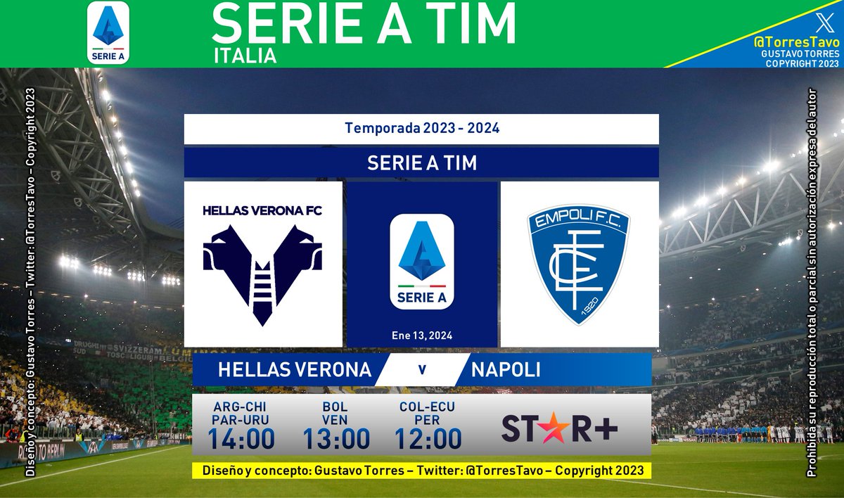 Hellas Verona - Empoli TV: @StarPlusLA #SerieAxESPN