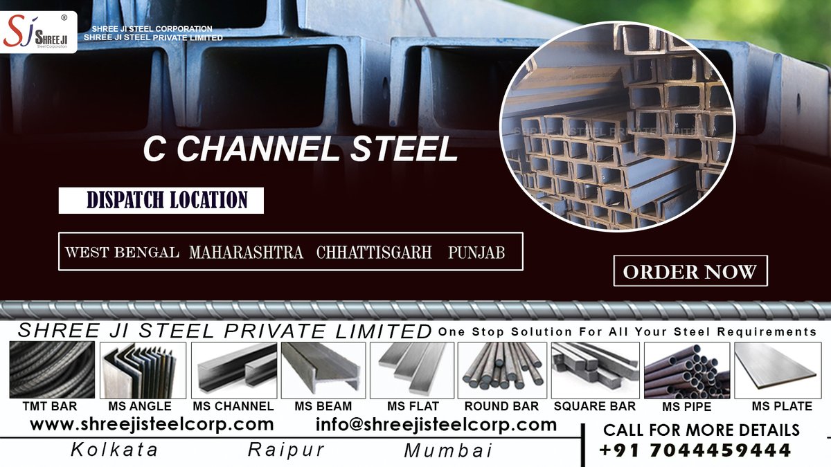 shreejisteel1's tweet image. Shree Ji Steel Private Limited (previously known as Shree Ji Steel Corporation) is a prominent player in the steel industry, especially in the domain of C Channel Steel, also known as C Section Steel. #mschannel #mschannels #mschannelsupplier #mschannelwholesaler #cchannelsteel