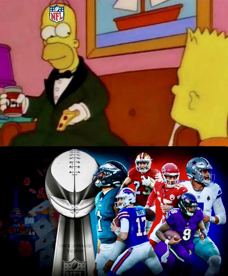 HolyRollerNFL's tweet photo. — ¿Por qué tan elegante, Homero?

— ¡¡HOY COMIENZAN LOS PLAYOFFS DE LA #NFL, MUCHACHO!!🔥🤩 https://t.co/AvJWtBUHBU