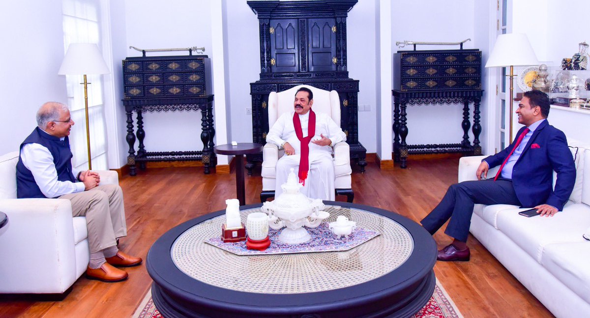 High Commissioner @santjha met former President @PresRajapaksa and discussed Sri Lanka’s age-old relationship with India, as well as India’s consistent support to Sri Lanka over last several decades as a close friend and neighbour.