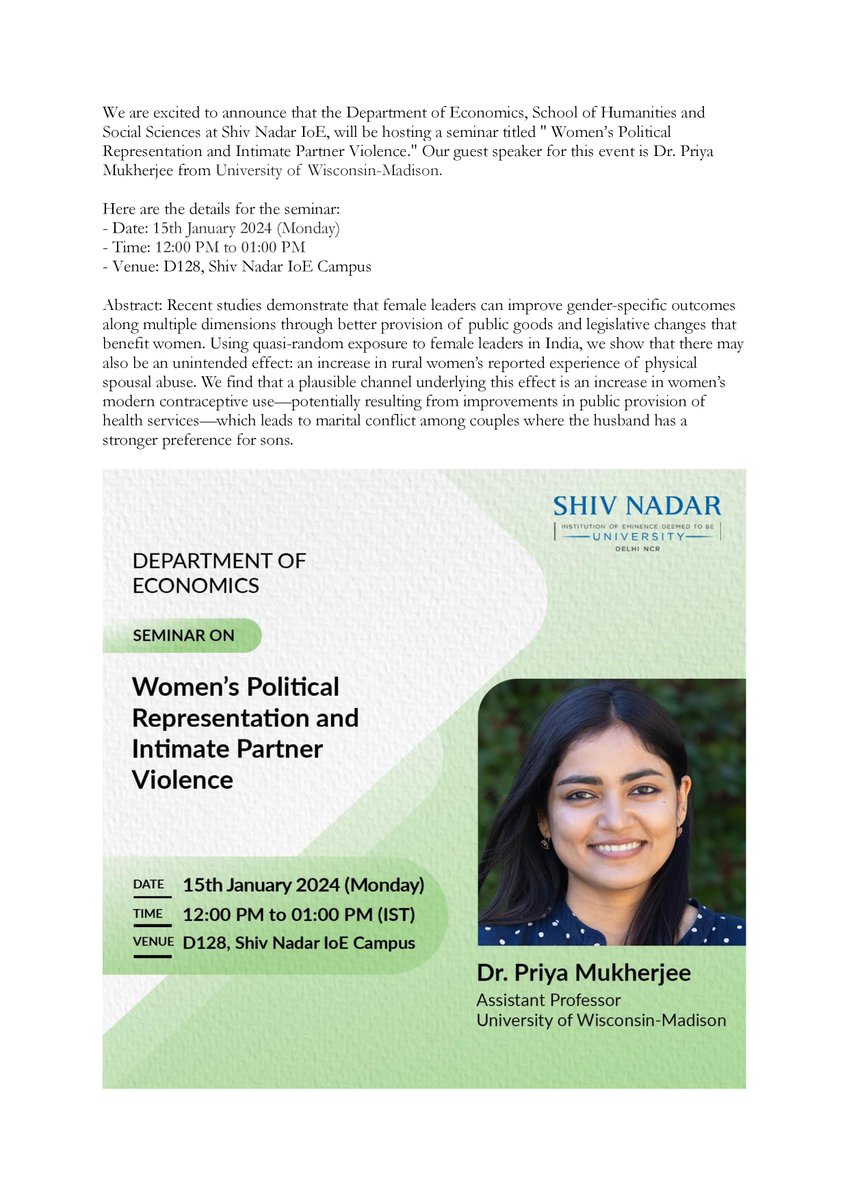 Economics Department, Shiv Nadar IoE tweet media