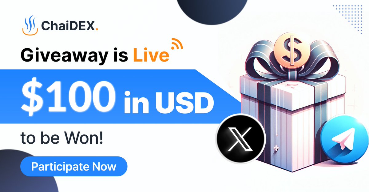 Crypt0Gram's tweet photo. 🎯 ChaiDEX GIVEAWAY ALERT 🎯

We are giving away 100USD to Few Lucky Winners

📌 

1️⃣ Follow us on Twitter: https://t.co/wPjWKVp0eR ✅
2️⃣ Like and Retweet post 🔁✅
3️⃣ Join our telegram: https://t.co/vGiM8IVVXi ✅
4️⃣ Fill up the form: https://t.co/8I6LQYWA3r ✅

⏳  Ends: 3 days https://t.co/H567vPaECC