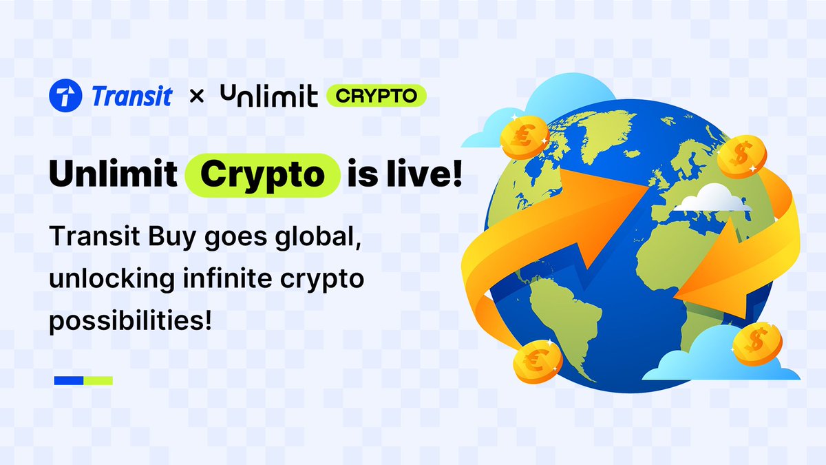 Unlimit Crypto is live🚀!   Transit Buy goes global, unlocking infinite crypto possibilities!

🚀 #Transit #Buy is now integrated with Unlimit Crypto @unlimit_crypto, providing crypto on-ramp support to hundreds of thousands of users globally. 

Transit Buy spans the global entry