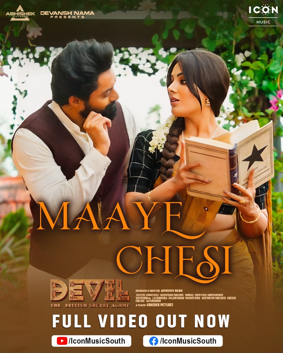 Presenting you 'Maaye Chesi'
Full video song from the movie 'Devil - The British Secret Agent'.

youtu.be/DFTGxfdeXa4?si…

@NANDAMURIKALYAN
@iamsamyuktha_ #MalvikaNair
Directed & Produced by #AbhishekNama
@vasupotini @soundar16 @SrikanthVissa 
@ImSimhaa
@rameemusic @mohitrawlyani