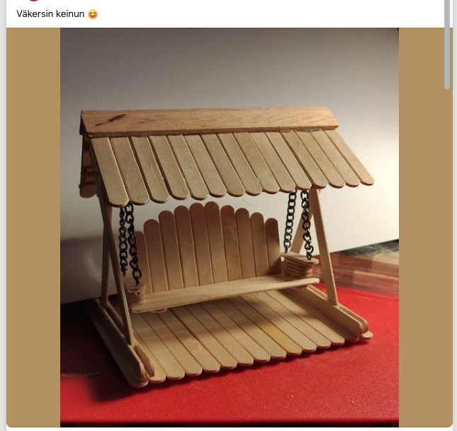 KorhonenMla's tweet photo. Tää on kiva, jäätelötikuista askarrreltu.
#tenpoints #keinu #jäätelötikut https://t.co/QYTFzpN1Bl