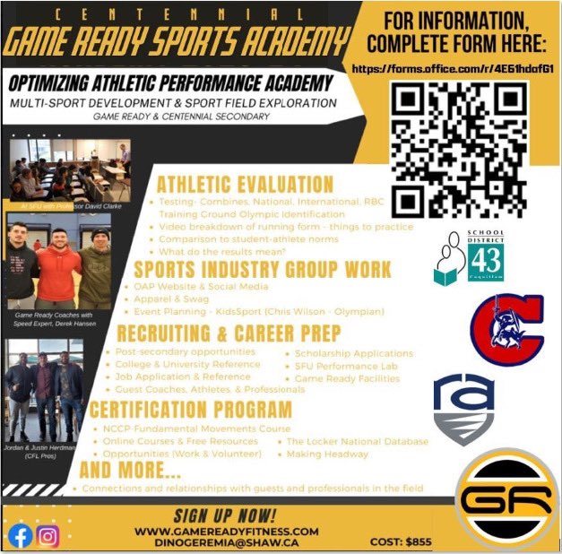 Centaurathletic's tweet photo. @centennial43 is proud to offer the Optimizing Athletic Performance Sports Academy for the 2024/2025 school year!  This is open to students from grade 9 to 12! For more information visit: https://t.co/2i3bjWeQTC @coquitlam @TriCityNews @coachDinoG @sd43bc @CoquitlamRT https://t.co/KsscDcn3Nk